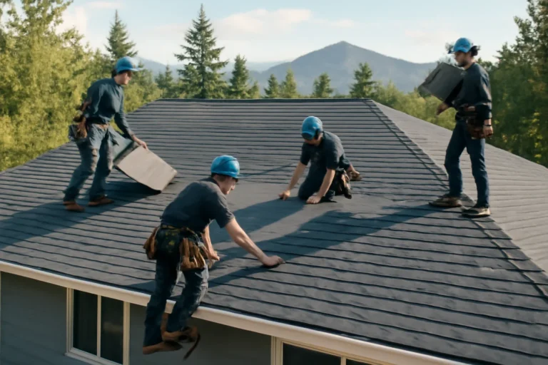How Long Does a Roof Replacement Take?? shown through professional roofing work