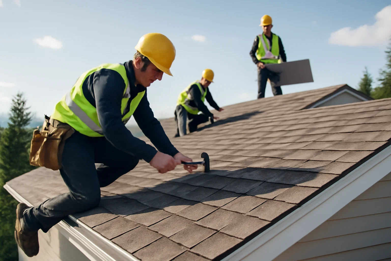 Roof Repair or Replacement: How to Decide shown through professional roofing work