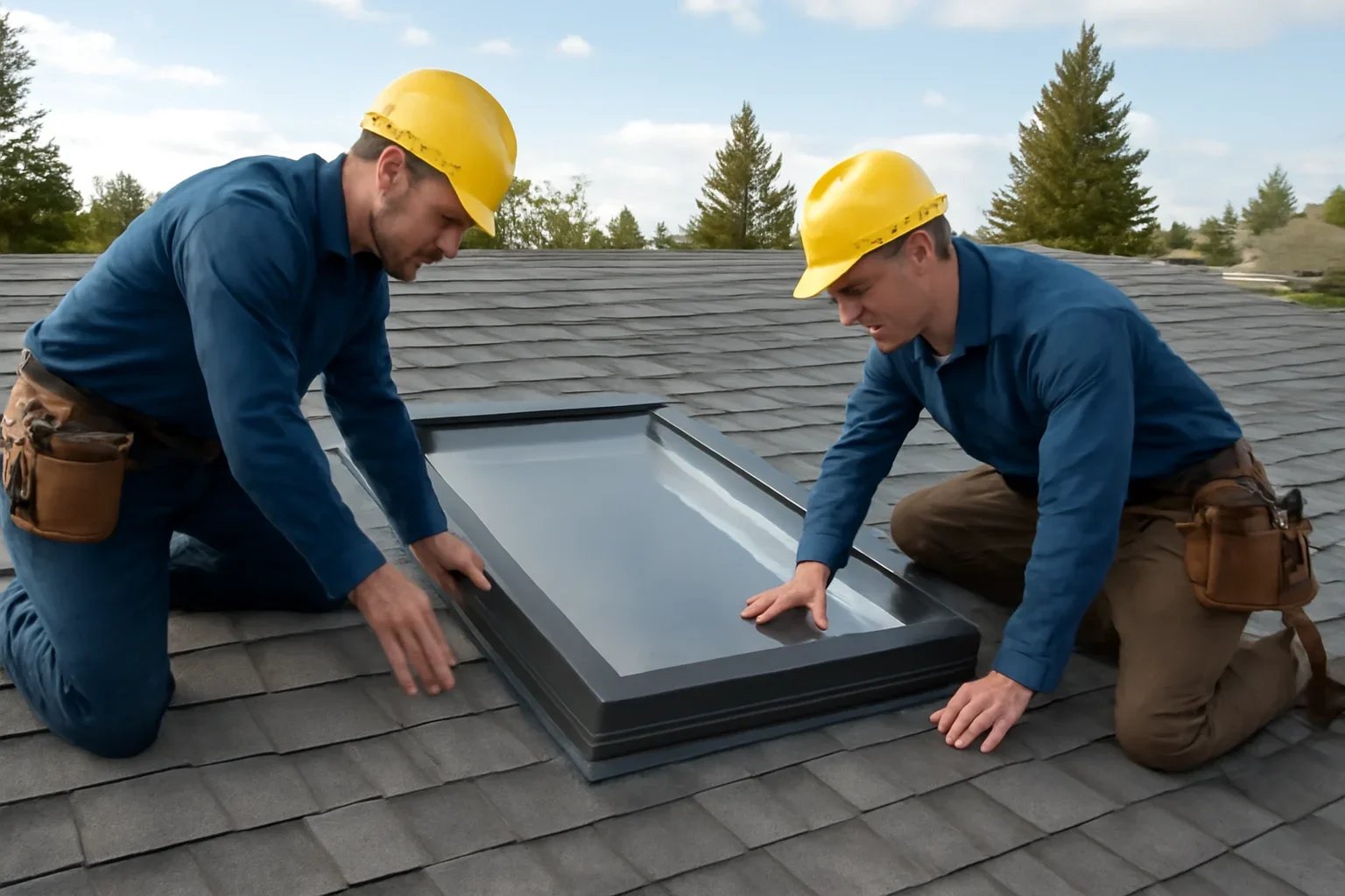 Why Skylights Leak and How Roofers Diagnose Them shown through professional roofing work
