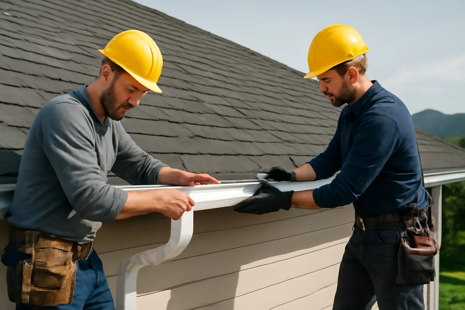 Gutter Installation shown through professional roofing work
