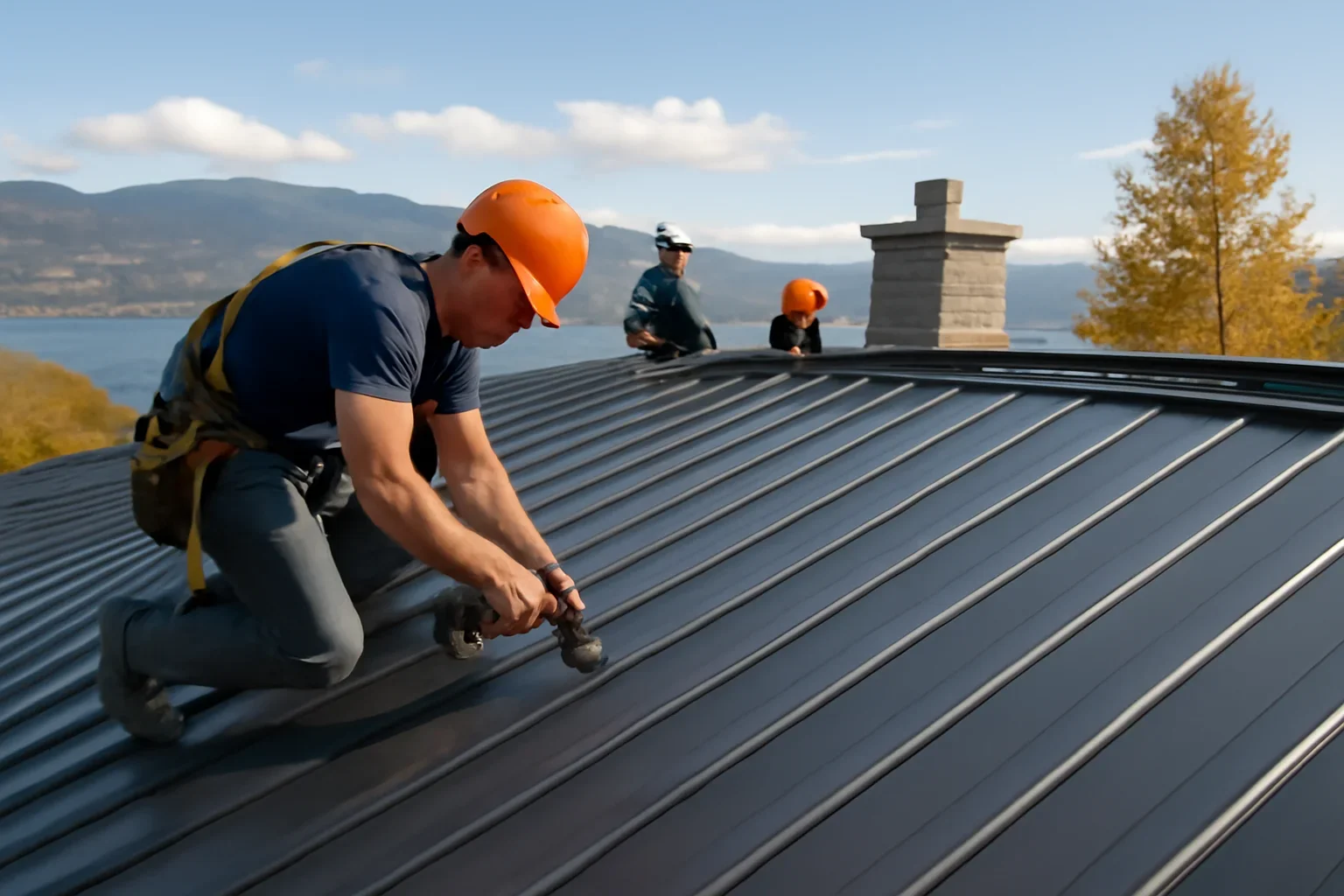 Metal Roofing in Kelowna, B.C. shown through professional roofing work