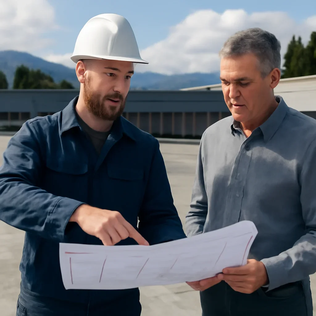 Roofing planning and next-step discussion for Commercial Flat-Roof Repair