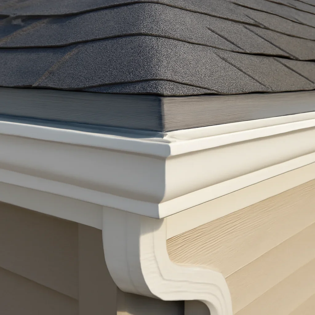Close view of materials and roof details related to Gutter and Fascia Replacement