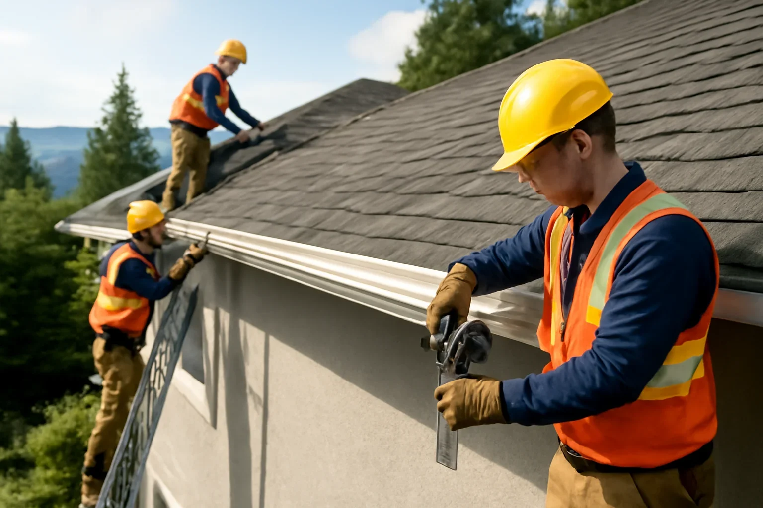 Gutter and Fascia Replacement shown through professional roofing work