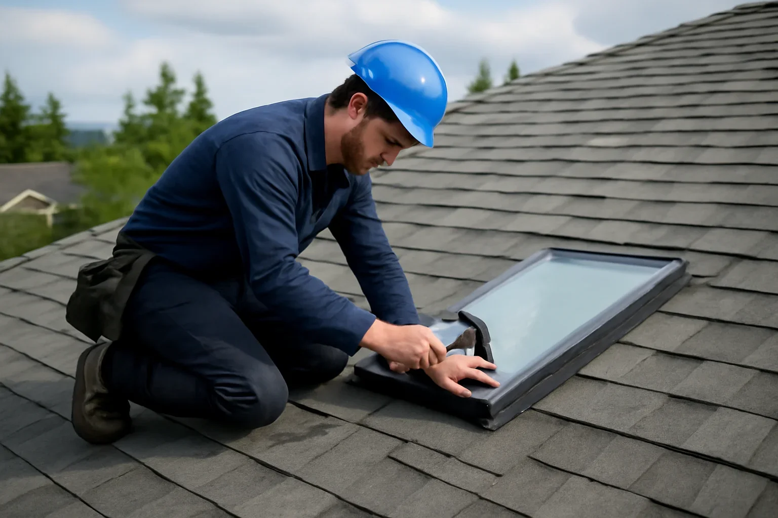 Skylight Leak Repair shown through professional roofing work