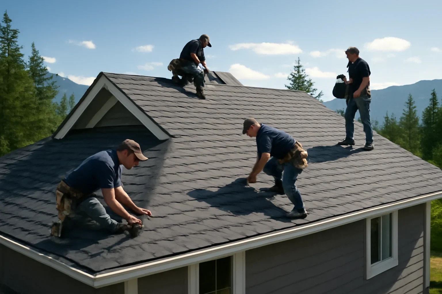 Roof Replacement shown through professional roofing work