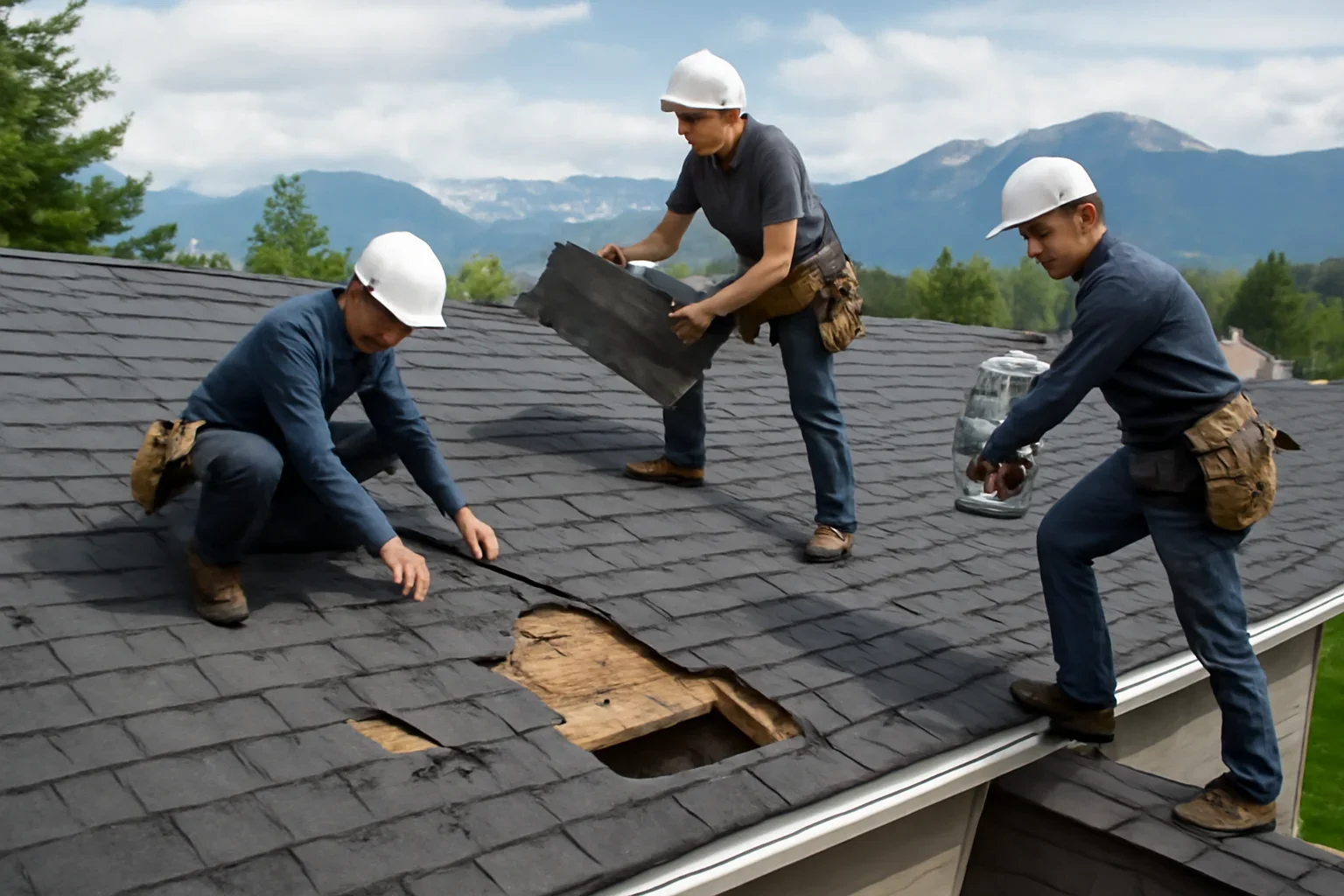 Storm Damage Roof Repair shown through professional roofing work