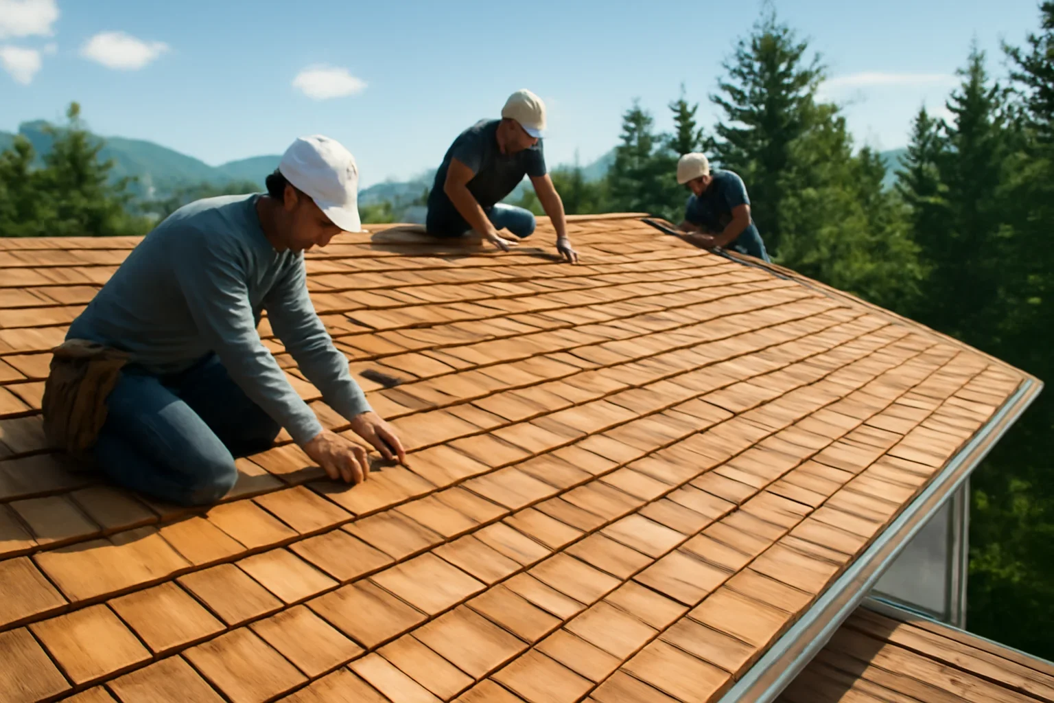 Cedar Shake Roofing shown through professional roofing work