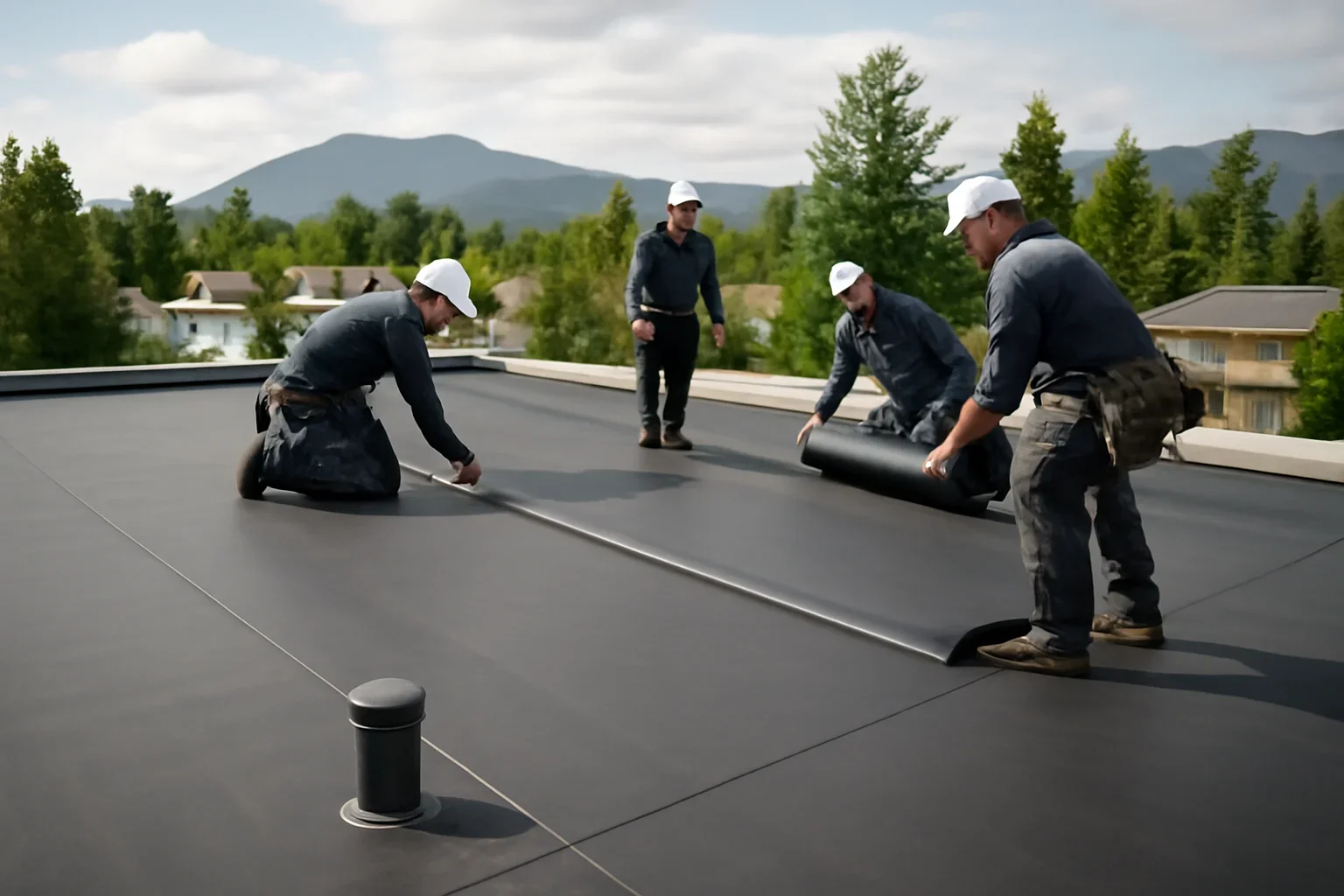 EPDM Roofing shown through professional roofing work