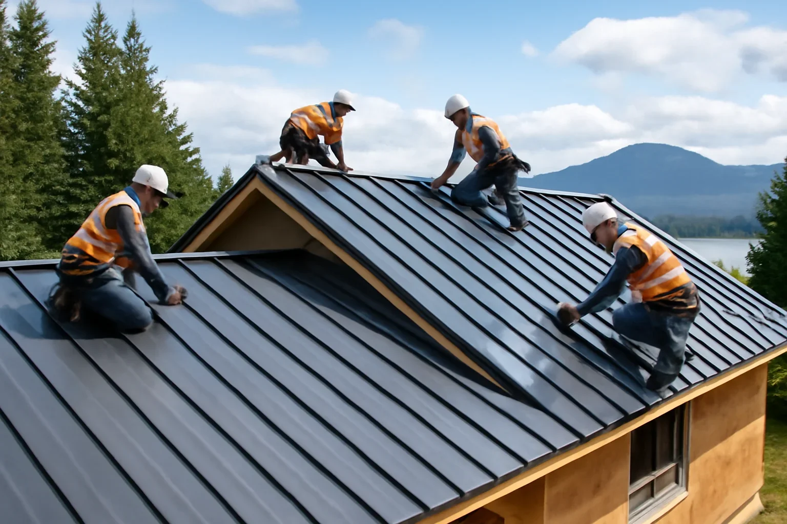 Metal Roofing shown through professional roofing work
