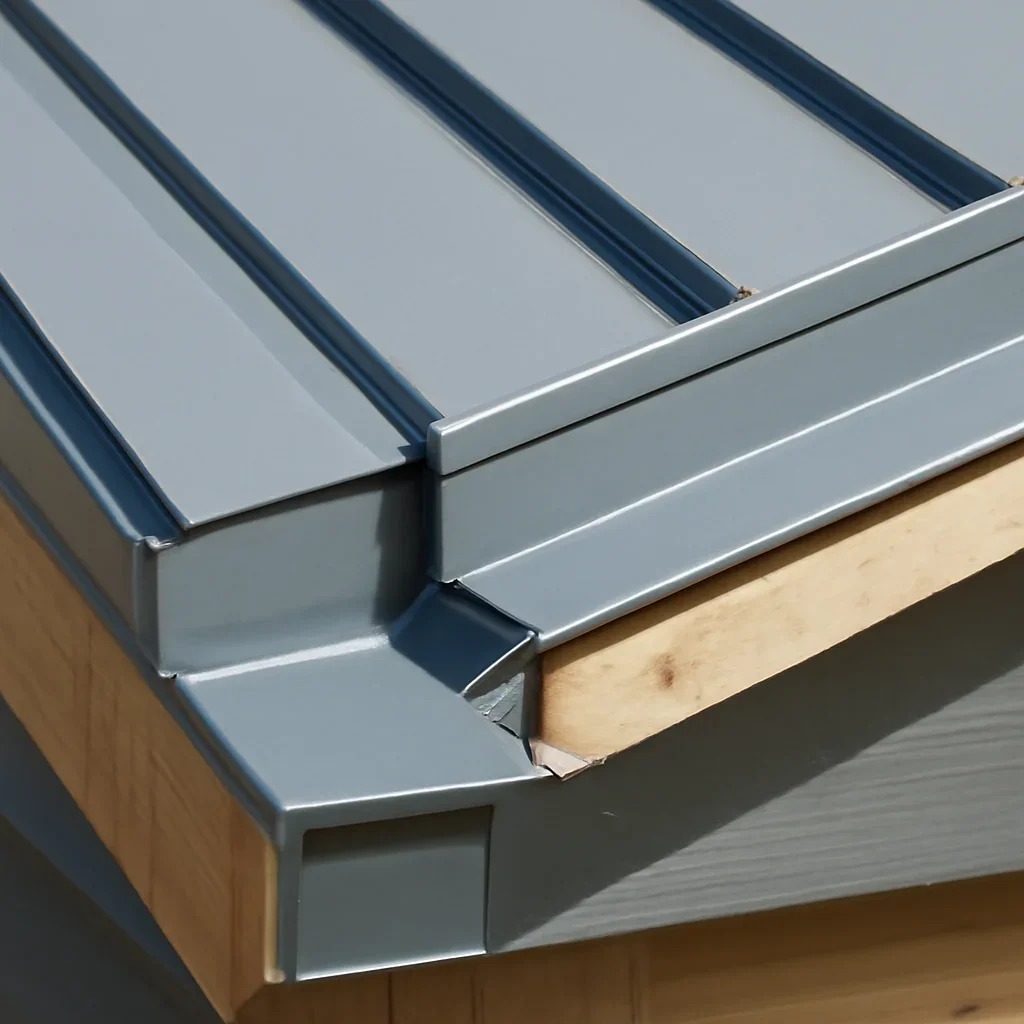 Close view of materials and roof details related to Standing-Seam Metal Roofing
